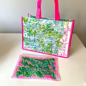 Lilly Pulitzer Tropical Tote Bag with matching zipper bag